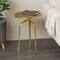 Gold Aluminum Geometric Slim Textured Accent Table